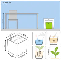 Размеры кашпо Lechuza Cube 30