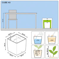 Размеры кашпо Lechuza Cube 40