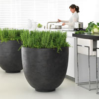 Кашпо Fleur Ami Polystone Ego Giant Anthracite в интерьере