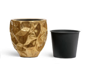 Кашпо TREEZ Effectory - Metal - Округлая чаша Design Crumple - Сусальное золото 41.33-07-22-082-GLD-39, 41.33-07-22-082-GLD-55 8